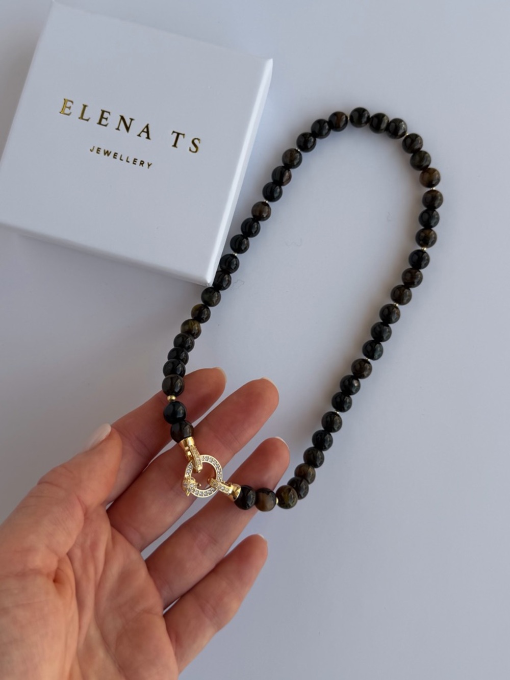 561 Tiger Eye Necklace with Gold Clasp